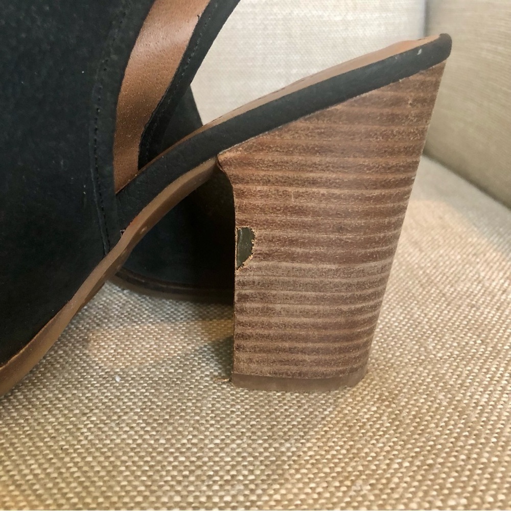 Lucky Brand Black Suede Open Toe and Heel Bootie Size 7.5 - Picture 10 of 11